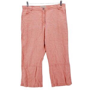 BRAX FEEL GOOD Sportiv Linen Pant Orange Wide Leg Casual Est. L/XL Waist 35.5"